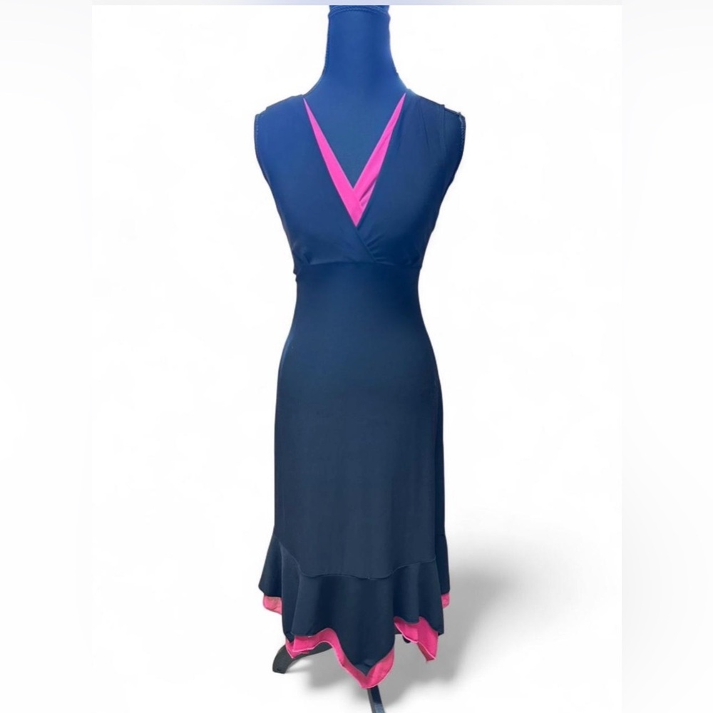 Y2K black hot pink fairy goth dress asymmetrical hem baddie core grunge whimsy